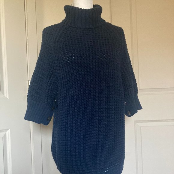 J. Crew Chunky Knit Turtleneck in Navy - Picture 2 of 7